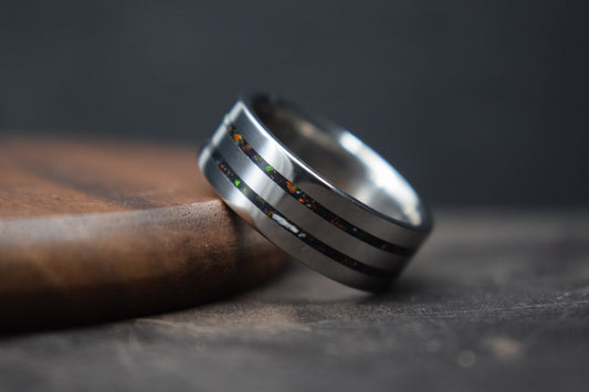 Titanium Double Channel Memorial Ring