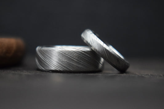Crynoch Damascus Steel Bevel Shape Ring