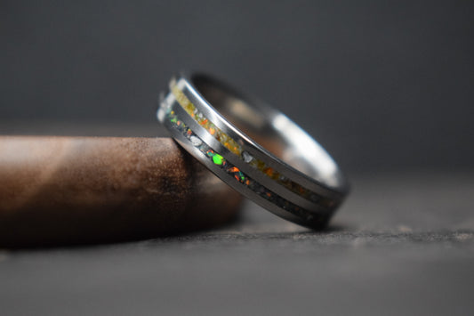 Titanium Double Channel Memorial Ring