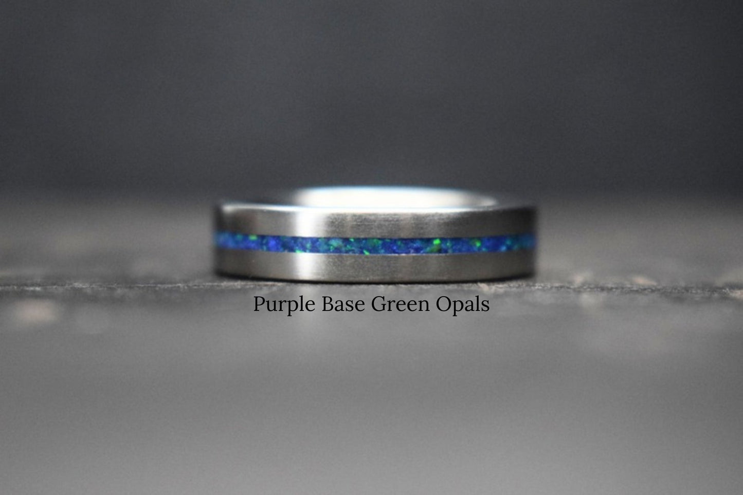 Titanium Ring with Single Opal Inlay