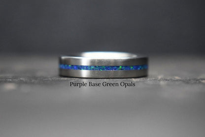 Titanium Ring with Single Opal Inlay