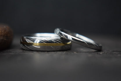 Slim Damascus Steel Ring