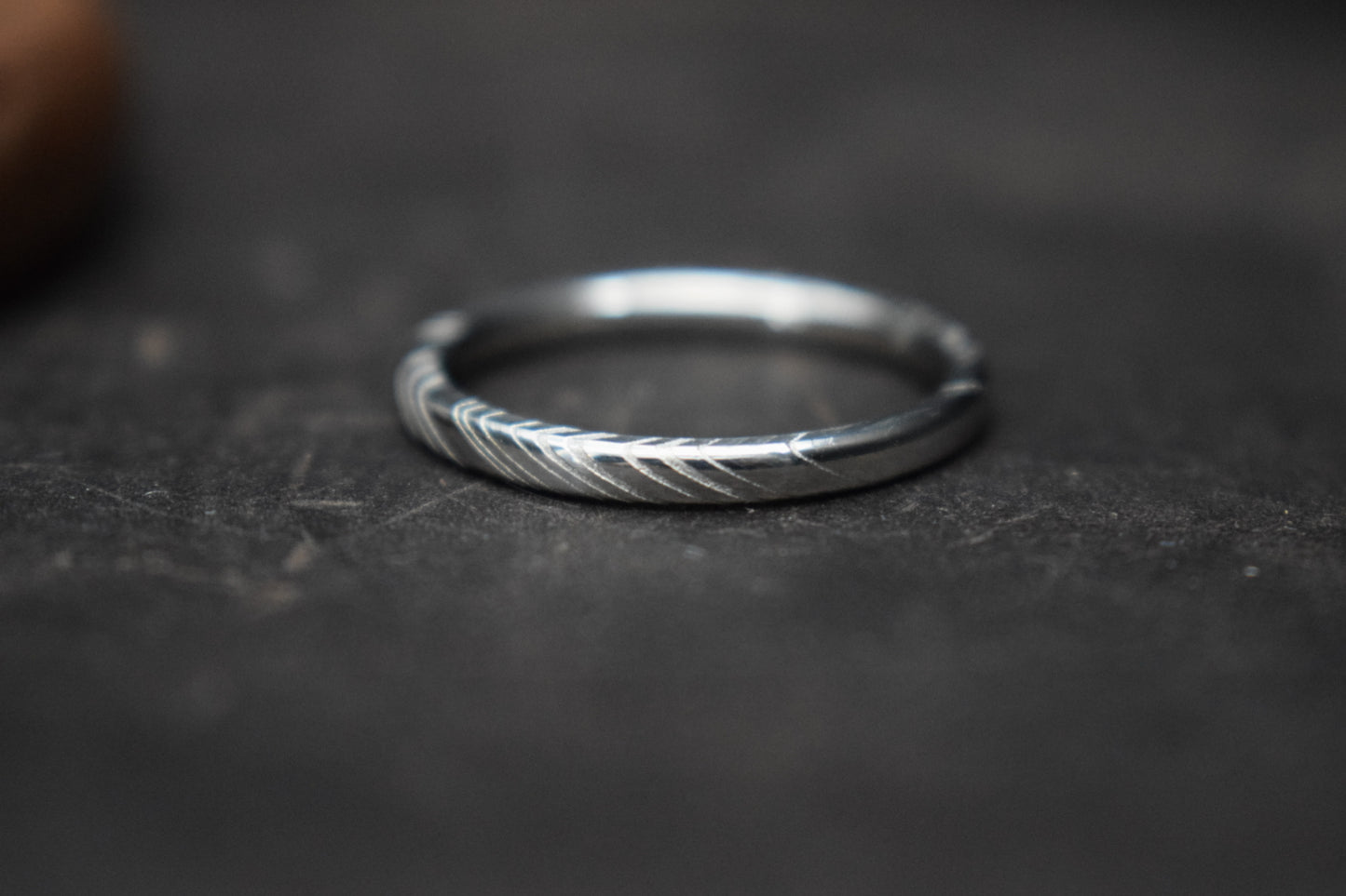 Slim Damascus Steel Ring