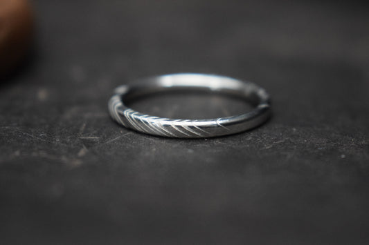 Slim Damascus Steel Ring