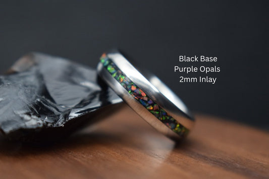 Titanium Ring with Single Opal Inlay