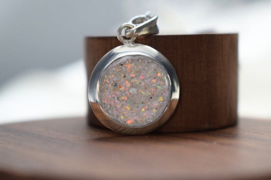 Large Round Silver Memorial Necklace