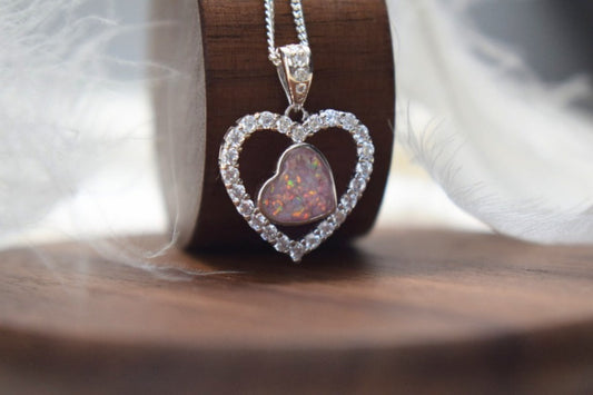 Heart in Heart CZ Memorial Necklace
