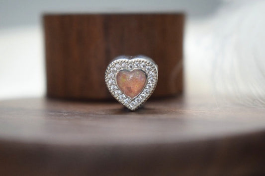 Pandora Style CZ Heart Memorial Charm