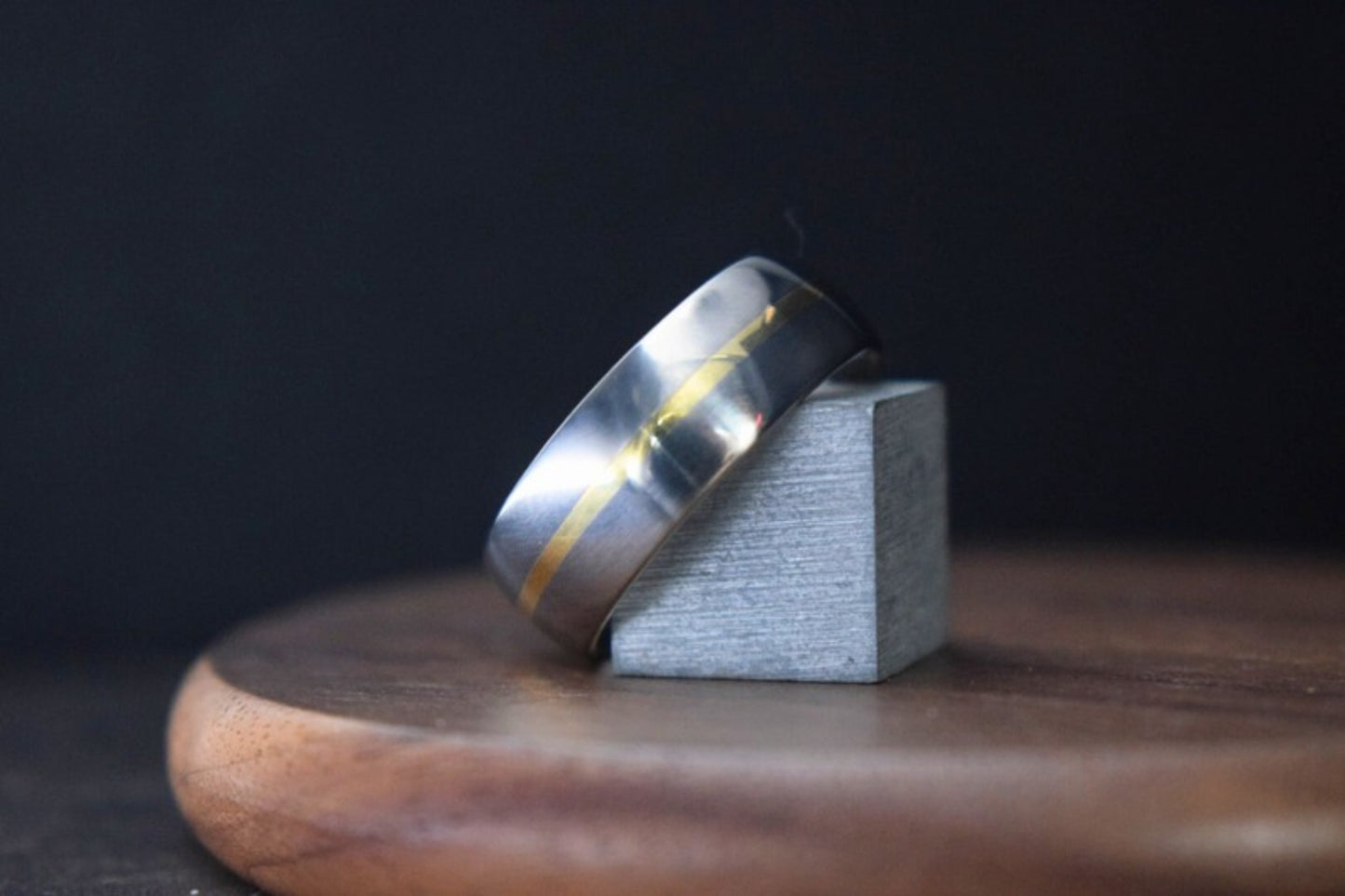 Falls of Feugh 18K Yellow Gold Titanium Inlay Ring