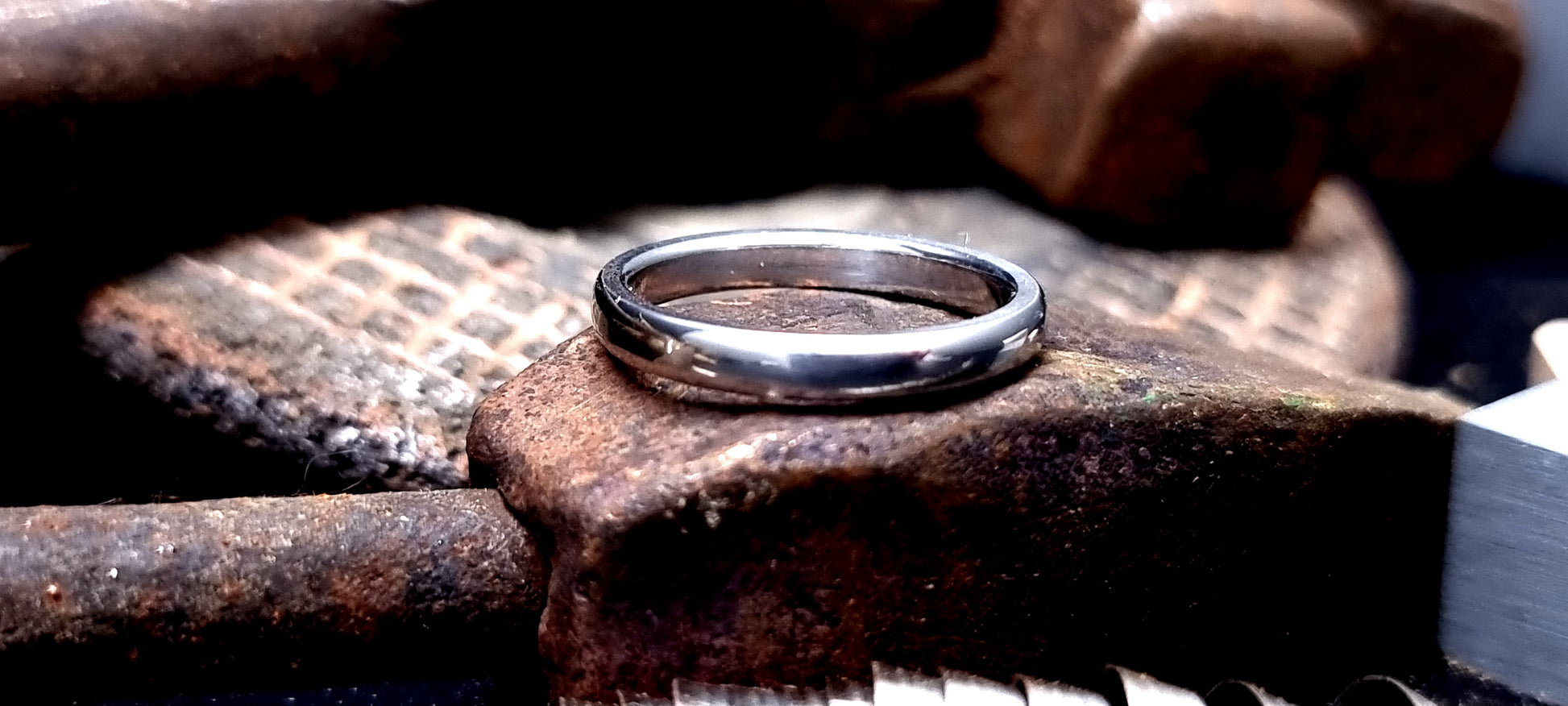 Slim Titanium Polished Court Shape Ring image 2