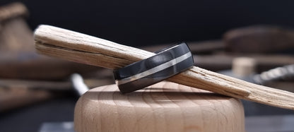 Falls of Feugh Black Zirconium Silver Inlay Ring image 7