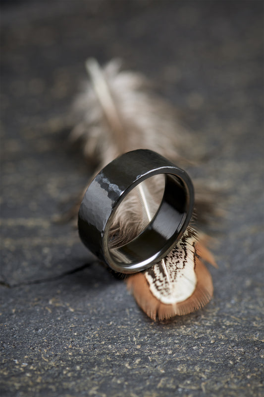 Deveron Hammered Black Zirconium Ring image 0