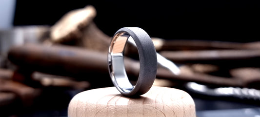 Titanium Blasted Bevel Shape Ring image 0