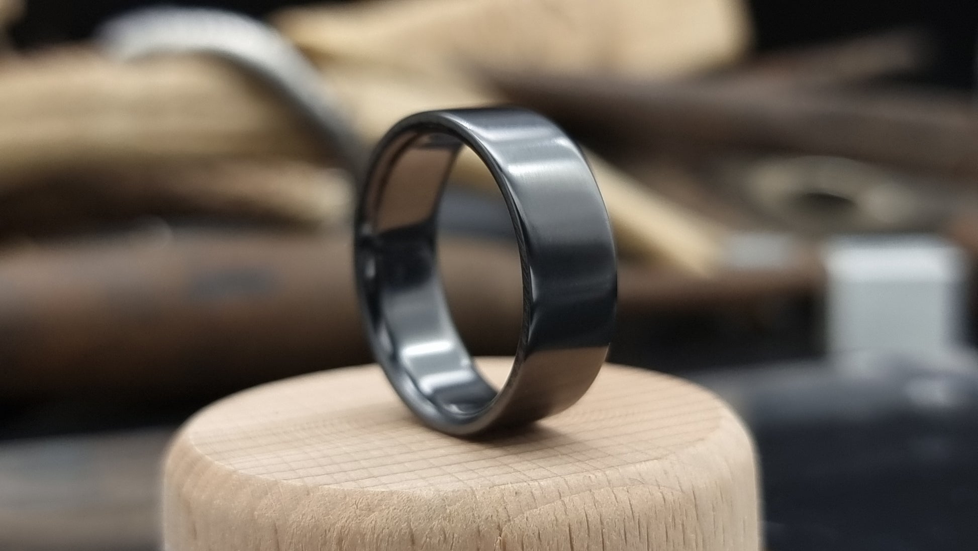Black Zirconium Flat Shape Ring 