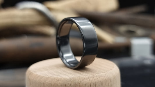 Black Zirconium Flat Shape Ring 