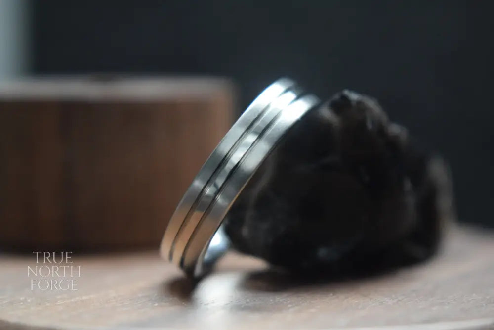 Beauly Grooved Stainless Steel Ring - True North Forge