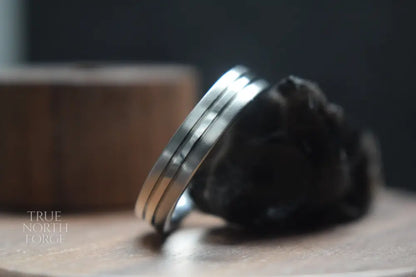 Beauly Grooved Stainless Steel Ring - True North Forge