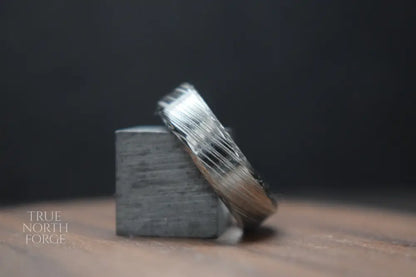 Bervie Damascus Steel Bevel Shape Ring - True North Forge