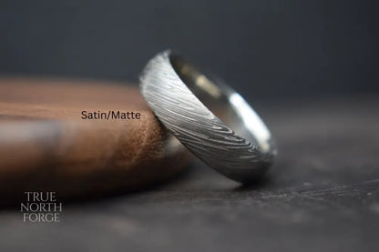 Bervie Damascus Steel Court Shape Ring - True North Forge