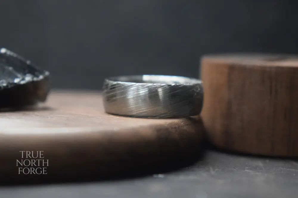 Bervie Damascus Steel Court Shape Ring - True North Forge