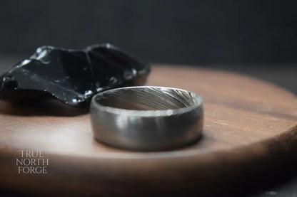 Bervie Damascus Steel Court Shape Ring - True North Forge