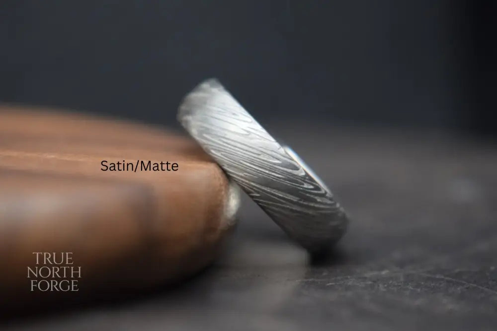 Bervie Damascus Steel Court Shape Ring - True North Forge