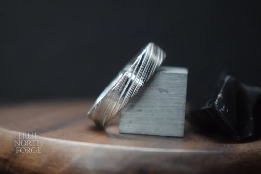 Bervie Damascus Steel Flat Shape Ring - True North Forge