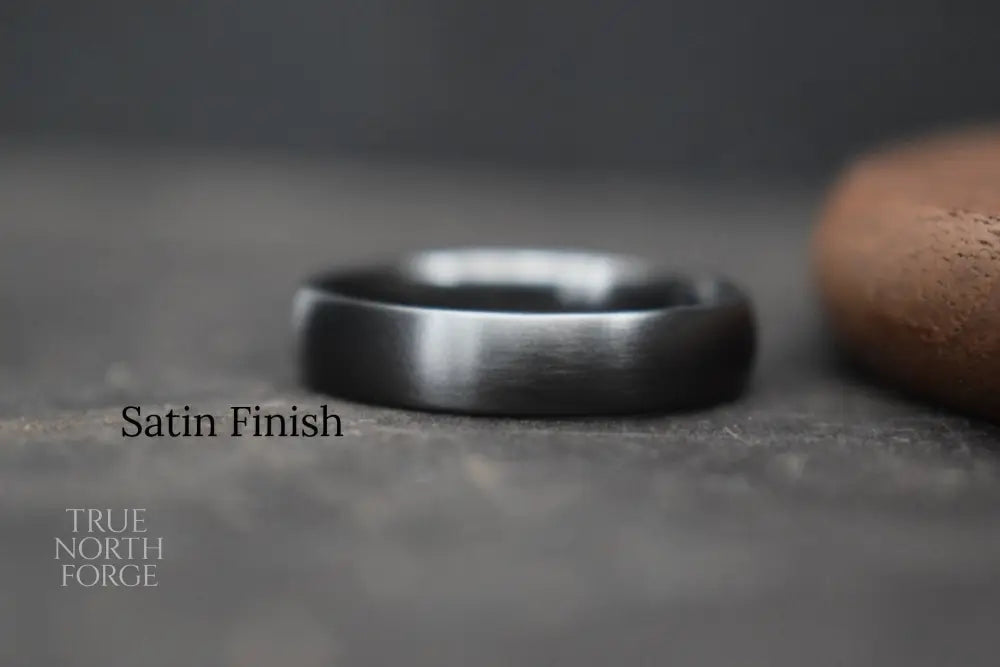 Black Zirconium Court Shape Ring - True North Forge