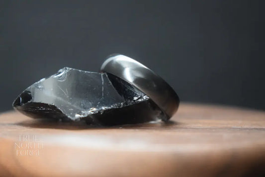 Black Zirconium Court Shape Ring - True North Forge