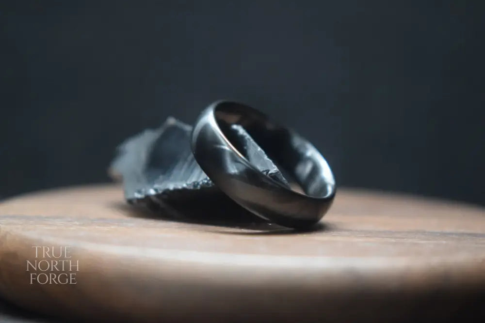 Black Zirconium Court Shape Ring - True North Forge