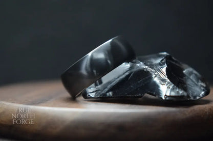 Black Zirconium Court Shape Ring - True North Forge