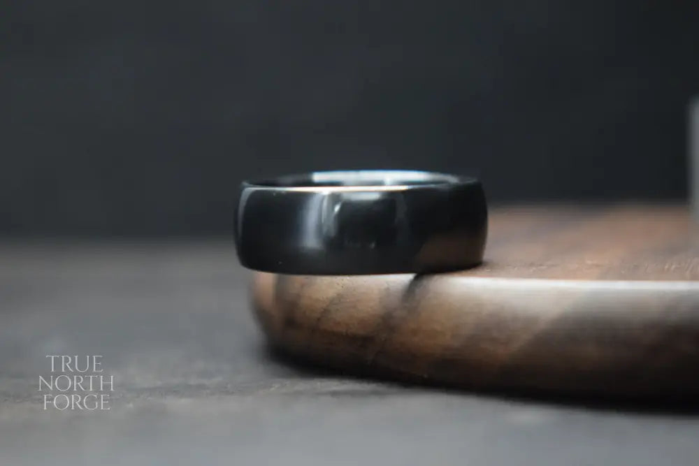 Black Zirconium Court Shape Ring - True North Forge