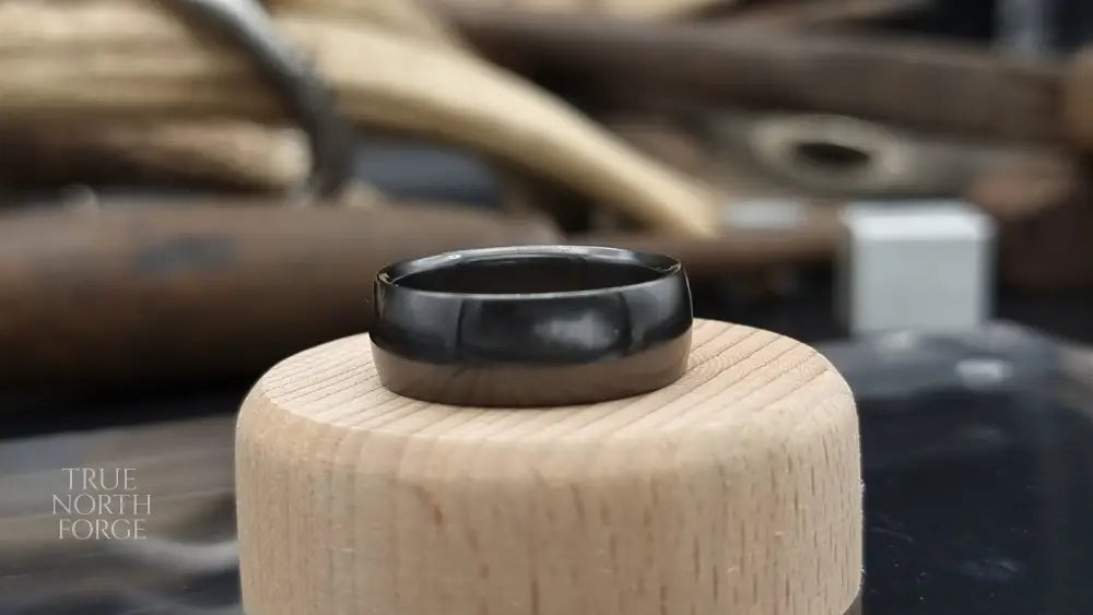 Black Zirconium Court Shape Ring image 3