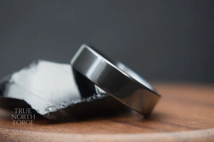 Black Zirconium Flat Shape Ring - Wedding Ring