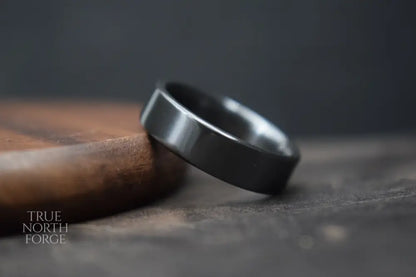 Black Zirconium Flat Shape Ring - Wedding Ring