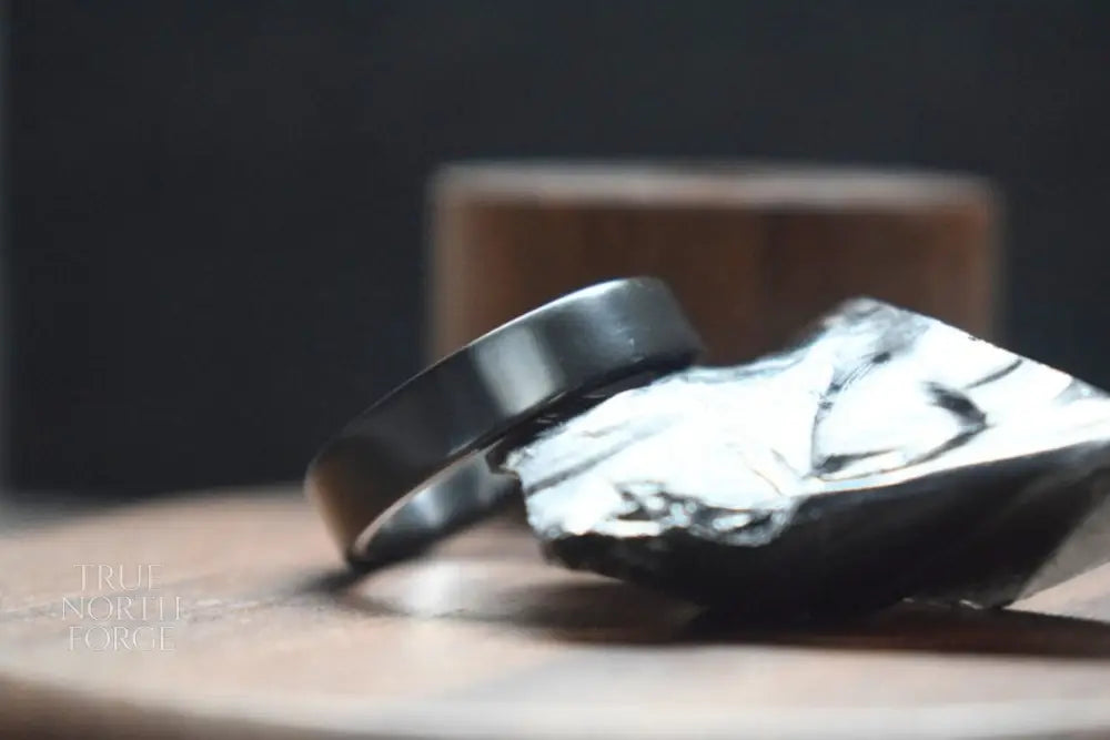Black Zirconium Flat Shape Ring - True North Forge