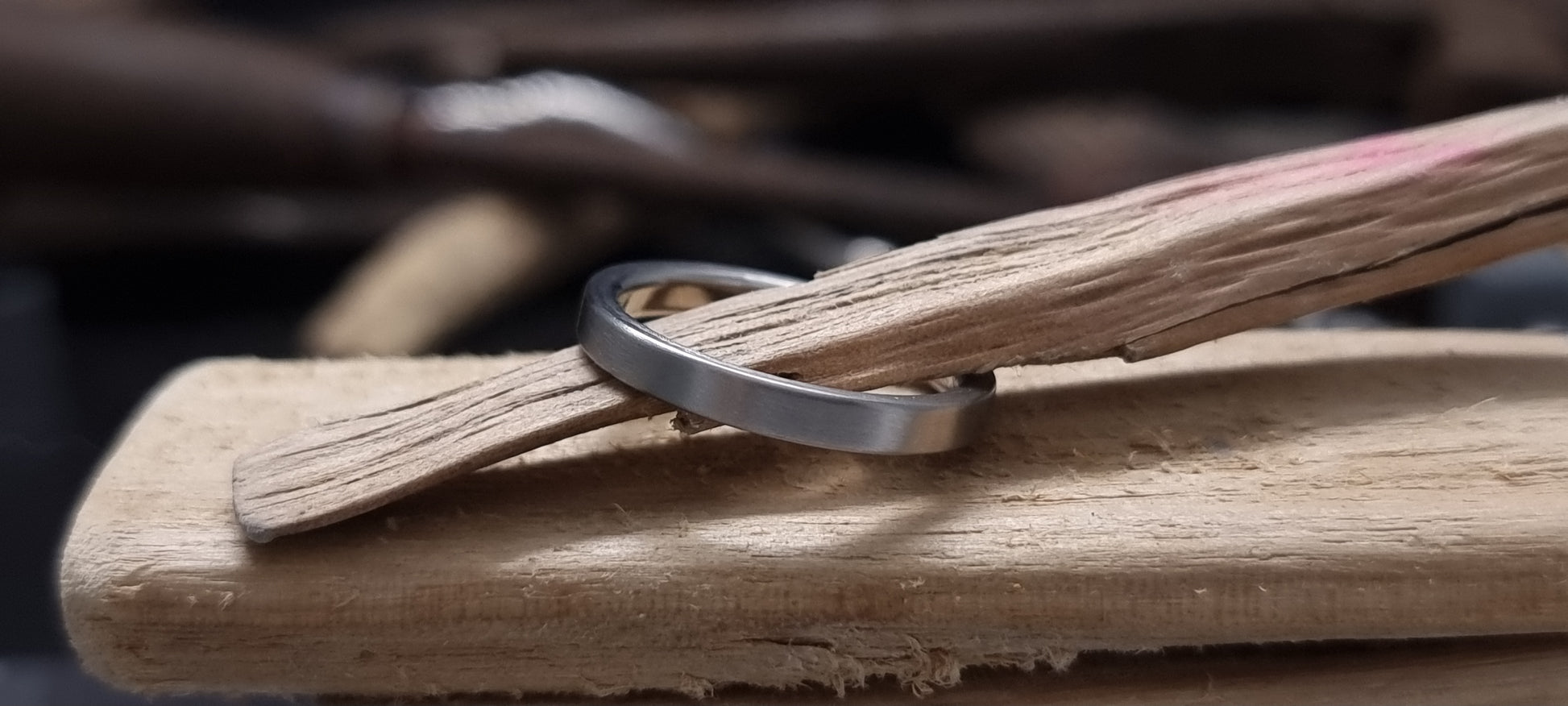 Slim Titanium Satin Flat Shape Ring image 2