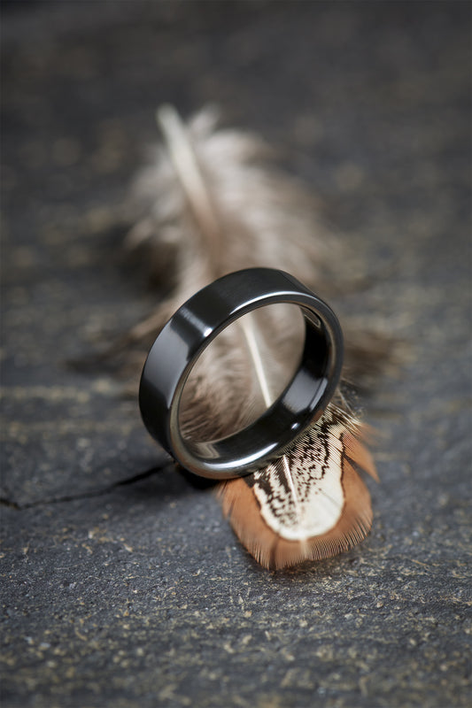 Black Zirconium Flat Shape Ring 