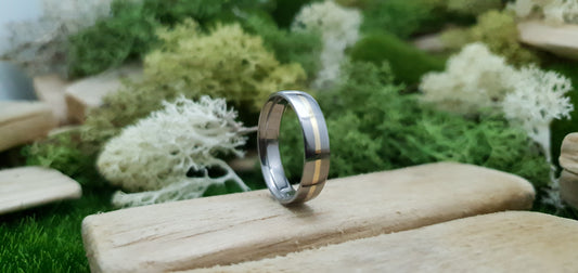 Falls of Feugh 18K Yellow Gold Titanium Inlay Ring image 0