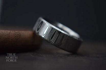 Cowie Damascus Steel Bevel Shape Ring - True North Forge