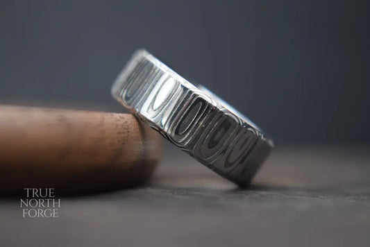 Cowie Damascus Steel Bevel Shape Ring - True North Forge