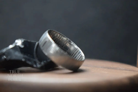 Cowie Damascus Steel Court Shape Ring - True North Forge