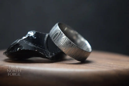 Cowie Damascus Steel Court Shape Ring - True North Forge
