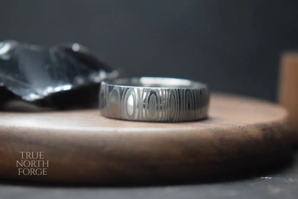 Cowie Damascus Steel Court Shape Ring - True North Forge
