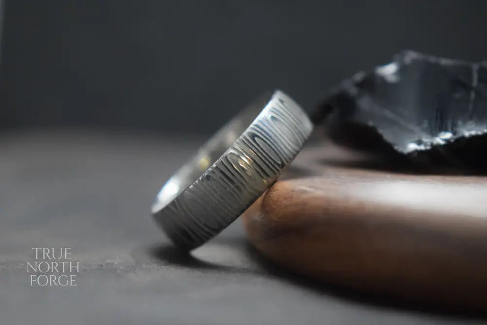 Cowie Damascus Steel Court Shape Ring - True North Forge