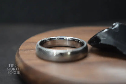 Crynoch Damascus Steel Court Shape Ring - True North Forge