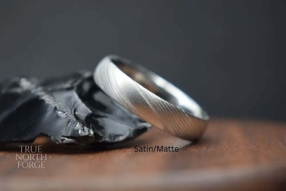 Crynoch Damascus Steel Court Shape Ring - Wedding Ring
