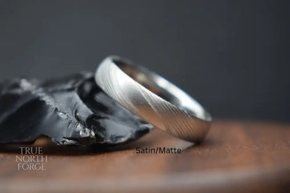 Crynoch Damascus Steel Court Shape Ring - Wedding Ring
