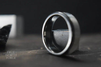 Damascus Steel and Black Zirconium Liner Edge Ring - True North Forge