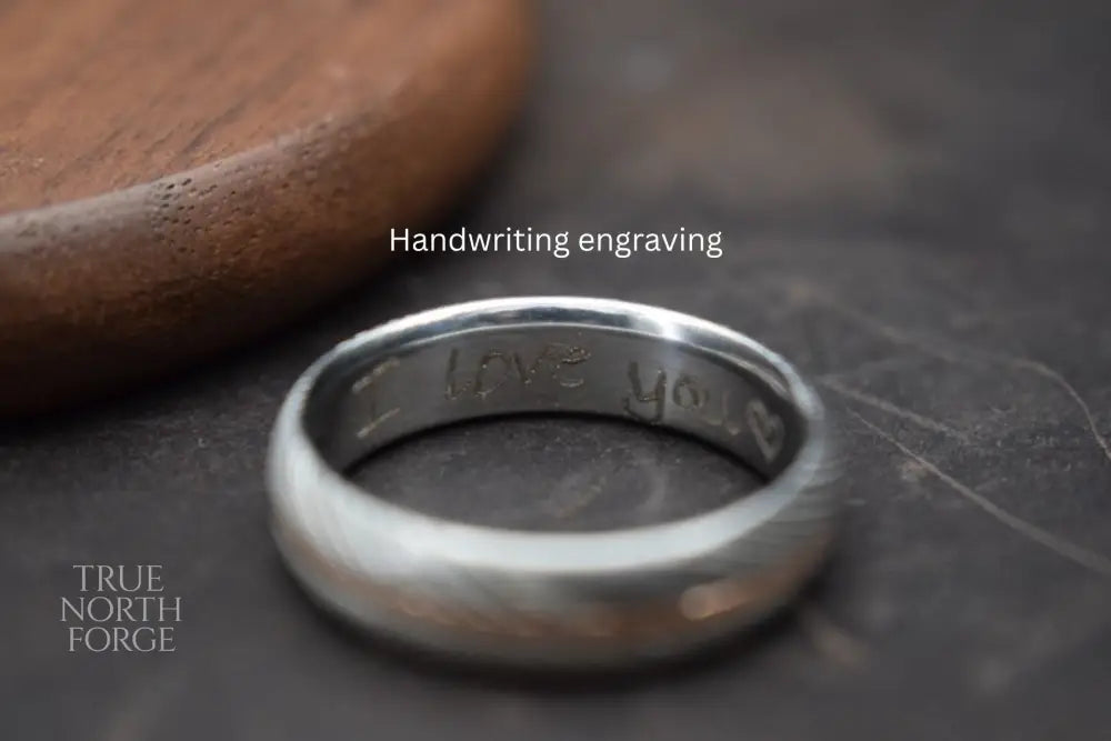Damascus Steel Ring with Precious Metal Inlay - Wedding Ring